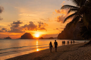Sunset beach walk for things to do in El Nido