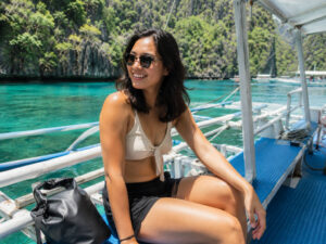 Mika preparing for a Coron boat day with a twin lagoon entrance fee budget