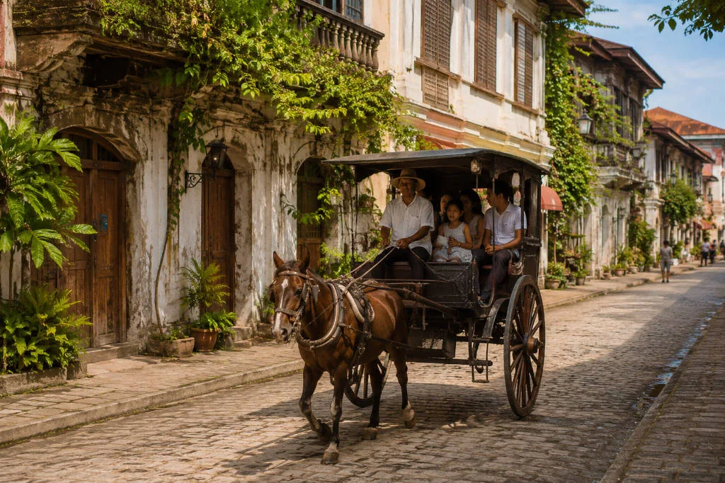 Kalesa ride option for Vigan with kids visiting the heritage district