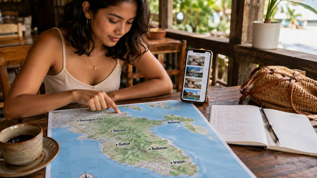 Map-style guide to where to stay in Sorsogon for first-time travelers