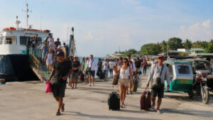 Travelers arriving at Santa Fe Port for a Bantayan Island travel budget trip