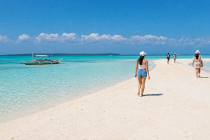 Bantayan Sandbar with shallow turquoise water and white sand near Santa Fe, Cebu