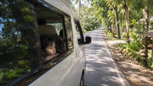 Kid-friendly Bohol countryside with kids drive with shaded road views