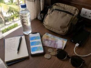 Screenshots and cash prepared for the Cebu City to Moalboal trip
