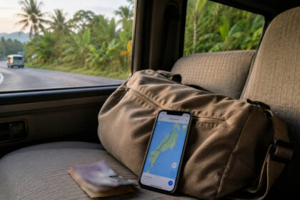 Cebu City to Moalboal travel planning with luggage and route map