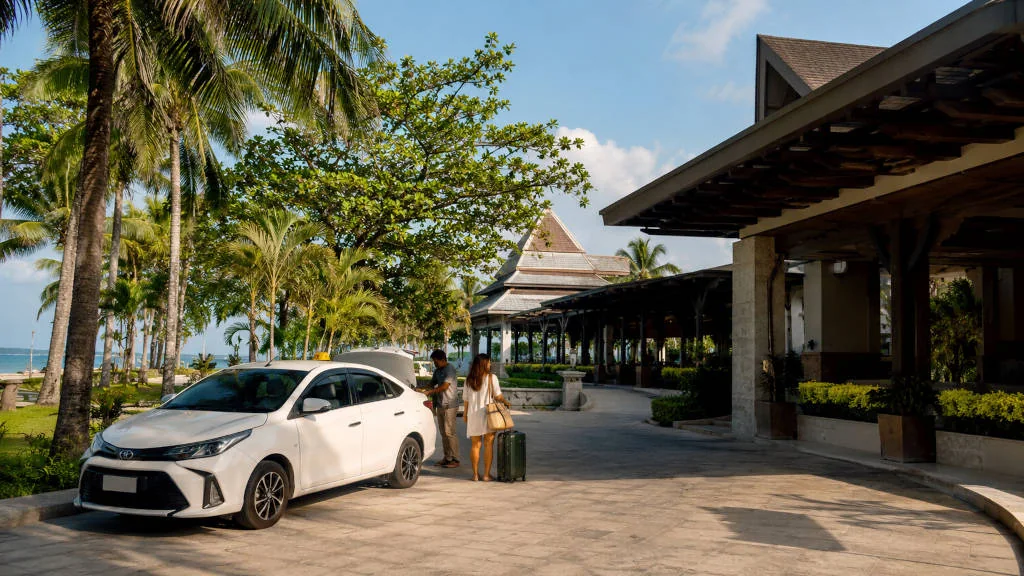 Traveler pickup area at a Mactan resort for a guide on how to get around Mactan