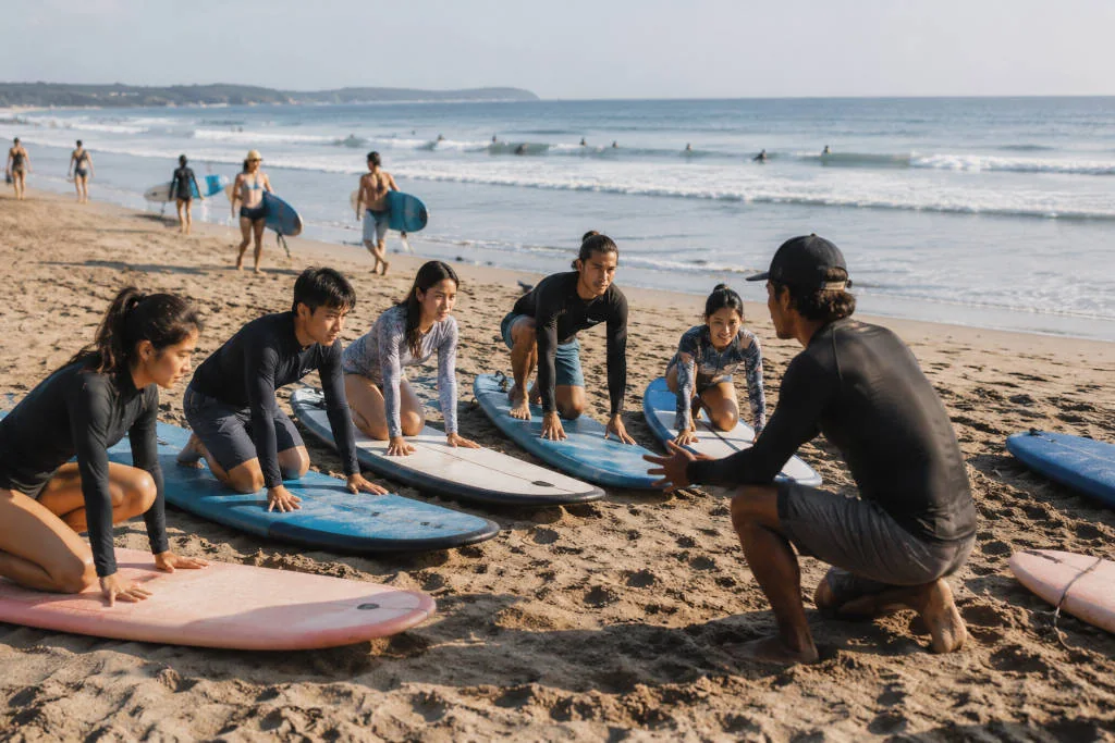 Beginner surf lesson costs for a La Union travel budget