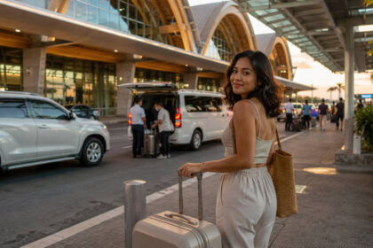 Traveler with luggage preparing for a mactan cebu airport to mactan resorts transfer