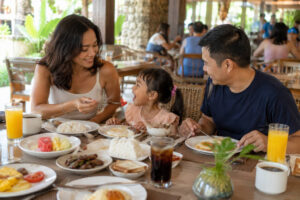 Easy family food break during a Mactan with kids trip