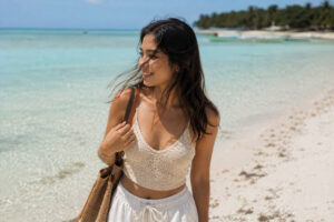 Mika smiling during a relaxed Bantayan Island beach day near Bantayan Sandbar