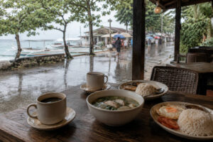 Moalboal rainy day food break with coffee and comfort food
