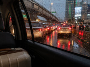 Rainy Manila traffic during a NAIA to BGC airport transfer