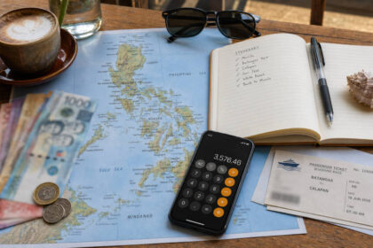Philippines budget travel report planning table with map pesos and travel notes