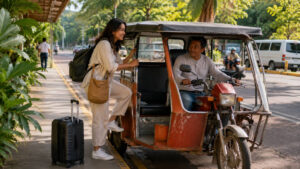 Tricycle option for Puerto Princesa Airport to city center with light luggage